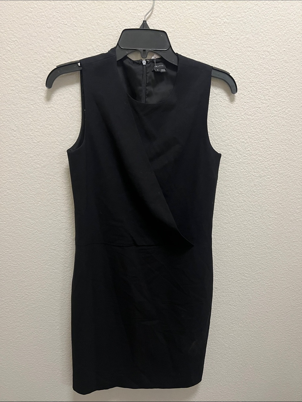 Theory Black Sleeveless Mini Sheath wool blend Dress LBD Sz 4 office work summer